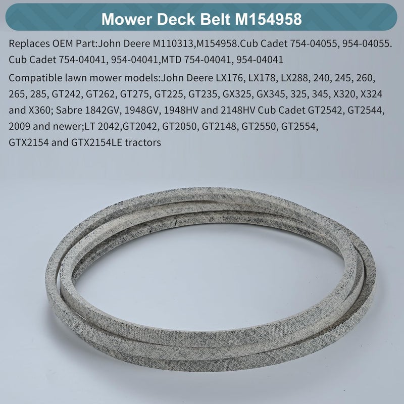 Holdly 5/8 x 111'' Mower Belt for John Deere M110313 M154958 Cub Cadet 754-04055 954-04055 Cub Cadet 754-04041 954-04041 MTD 754-04041 954-04041 Lawn Mower Belt Kevlar Lawn Mower Belt (M154958) - Image 3